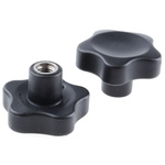 Elesa 166476 Black Multiple Lobes Clamping Knob, M10, Threaded Hole