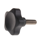 Elesa 166493 Black Multiple Lobes Clamping Knob, M10, Threaded Stud