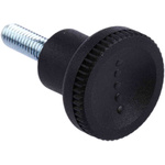 RS PRO Black Knurled Clamping Knob, M5, Threaded Stud