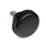 RS PRO Black Knurled Clamping Knob, M5, Threaded Stud