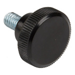 RS PRO Black Knurled Clamping Knob, M6, Threaded Stud
