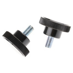 RS PRO Black Knurled Clamping Knob, M6, Threaded Stud