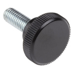 RS PRO Black Knurled Clamping Knob, M8, Threaded Stud