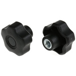 RS PRO Black Multiple Lobes Clamping Knob, M8, Threaded Hole