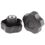 RS PRO Black Multiple Lobes Clamping Knob, M10, Threaded Hole