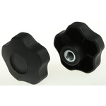 RS PRO Black Multiple Lobes Clamping Knob, M10, Threaded Hole