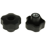 RS PRO Black Multiple Lobes Clamping Knob, M8, Threaded Through Hole