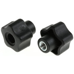 RS PRO Black Multiple Lobes Clamping Knob, M6, Threaded Through Hole
