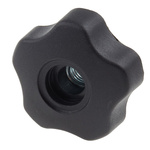 RS PRO Black Multiple Lobes Clamping Knob, M12, Threaded Through Hole