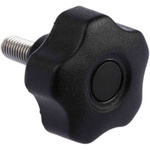 RS PRO Black Multiple Lobes Clamping Knob, M8, Threaded Stud