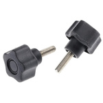 RS PRO Black Multiple Lobes Clamping Knob, M6, Threaded Stud
