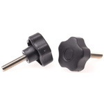 RS PRO Black Multiple Lobes Clamping Knob, M8, Threaded Stud