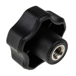 RS PRO Black Multiple Lobes Clamping Knob, M8, Threaded Hole