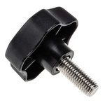 RS PRO Black Multiple Lobes Clamping Knob, M12, Threaded Stud