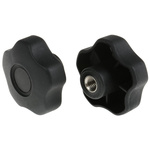 RS PRO Black Multiple Lobes Clamping Knob, M10, Threaded Hole