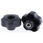 RS PRO Black Multiple Lobes Clamping Knob, M8, Threaded Hole