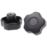 RS PRO Black Multiple Lobes Clamping Knob, M10, Threaded Hole