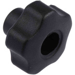 RS PRO Black Multiple Lobes Clamping Knob, M8, Threaded Through Hole