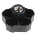 RS PRO Black Multiple Lobes Clamping Knob, M12, Threaded Through Hole