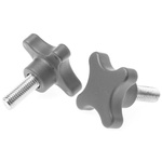 RS PRO Black 4-Arm Clamping Knob, M12, Threaded Stud