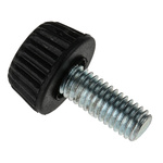 RS PRO Black Knurled Clamping Knob, M6, Threaded Hole
