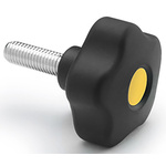 Elesa 169903-C9 Black Hex Clamping Knob, M6, Threaded Stud