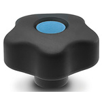 Elesa 169954-C9 Black Hex Clamping Knob, M10, Threaded Hole