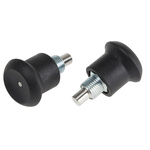 RS PRO 35mm Matt, Zinc Plated Stainless Steel (Spring, Body, Pin), Thermoplastic (Knob) Index Index Bolt, M10 x 1