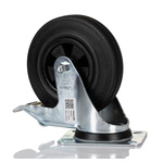 Bosch Rexroth M8 Thread Rubber Castor Wheels, 125mm 10mm Groove