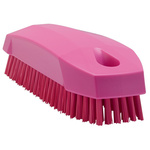 Vikan Hard Bristle Pink Scrubbing Brush, 17mm bristle length, PET bristle material
