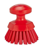 Vikan Hard Bristle Red Hand Brush, 110mm bristle length, Polyester, Polypropylene, Stainless Steel bristle material
