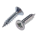 Pozidriv Countersunk Steel Wood Screw Bright Zinc Plated, No. 8 Thread, 3/4in Length