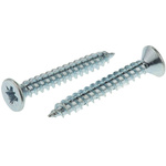 Pozidriv Countersunk Steel Wood Screw Bright Zinc Plated, No. 8 Thread, 1.1/4in Length