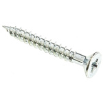 Pozidriv Countersunk Steel Wood Screw Bright Zinc Plated, No. 10 Thread, 1.1/2in Length