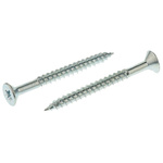 Pozidriv Countersunk Steel Wood Screw Bright Zinc Plated, No. 10 Thread, 2in Length