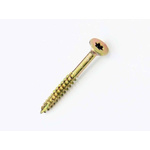 Countersunk Steel Wood Screw Yellow Passivated, Zinc Plated, NA, 5mm Thread, 3.54in Length, 90mm Length
