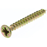 Pozidriv Countersunk Steel Wood Screw Yellow Passivated, Zinc Plated, 4.5mm Thread, 40mm Length