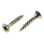 Pozisquare Countersunk Steel Wood Screw Yellow Passivated, Zinc Plated, 4mm Thread, 25mm Length