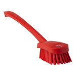 Vikan Hard Bristle Red Scrubbing Brush, 36mm bristle length, Polyester bristle material