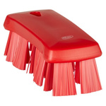 Vikan Hard Bristle Red Hand Brush, 176mm bristle length, Polyester bristle material