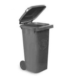 RS PRO 120L Black Polypropylene Dustbin