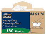 Tork Tork White Non Woven Fabric Cloths for Heavy Duty Cleaning, Box of 180, 41.5 x 35.5cm, Single Use