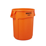 Rubbermaid Commercial Products Brute Vented 32gal Orange Polypropylene Waste Bin