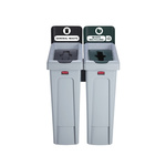 Rubbermaid Commercial Products Slim Jim Recycling Station 87L Green Polypropylene Waste Bin