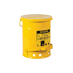 Justrite 53L Yellow Flip Steel Oily Waste Can