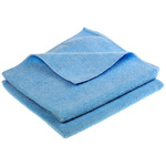 RS PRO Blue Microfibre Cloths for Cleaning, Drying, Dry Use, Pack of 10, 400 x 400mm, Repeat Use