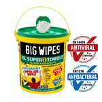 Big Wipes XL SUPER TOWELS PRO+ Wet Disinfectant Wipes, Bucket of 150