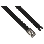 HellermannTyton Black Cable Tie Polyester Coated Stainless Steel Roller Ball, 362mm x 7.9 mm