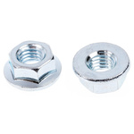 RS PRO, Bright Zinc Plated Steel Flanged Hex Nut, DIN 6923, M5