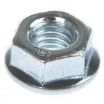 RS PRO, Bright Zinc Plated Steel Flanged Hex Nut, DIN 6923, M6